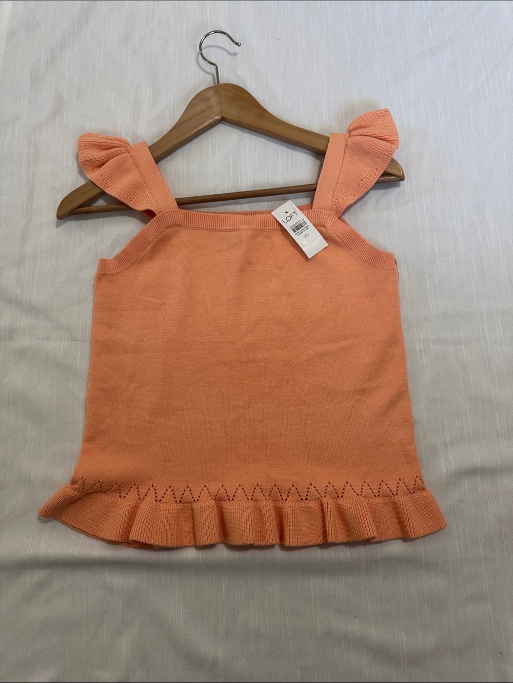 LOFT Peach Ruffle Strap Knit Top - Picture 2 of 5